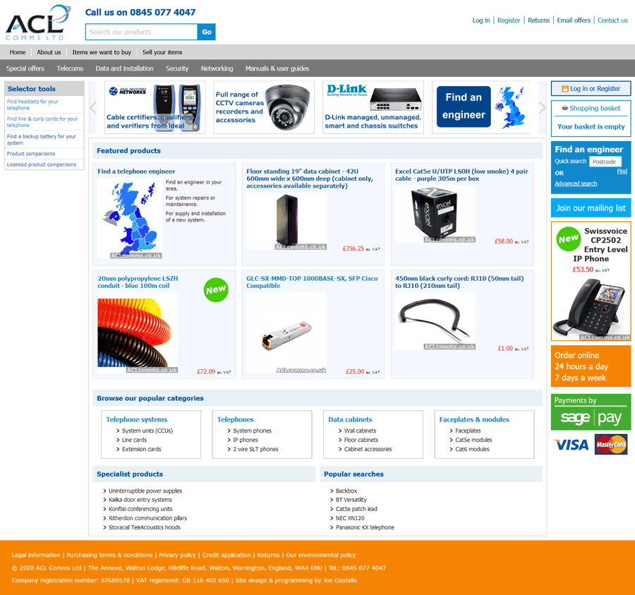 Screenshot of ACL Communications’ website