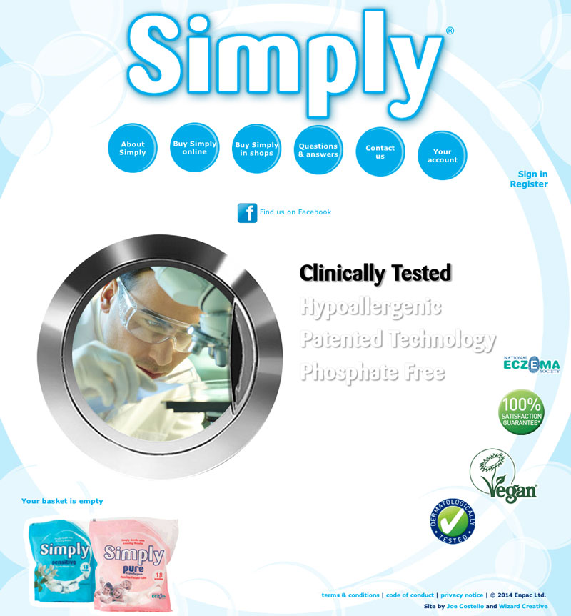 Screenshot of the Simply Washing website